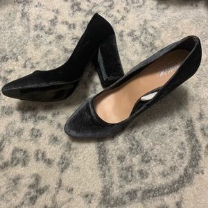 Dark grey velvet heels